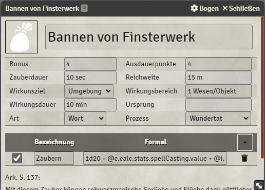 Gegenstandbogen Zauber